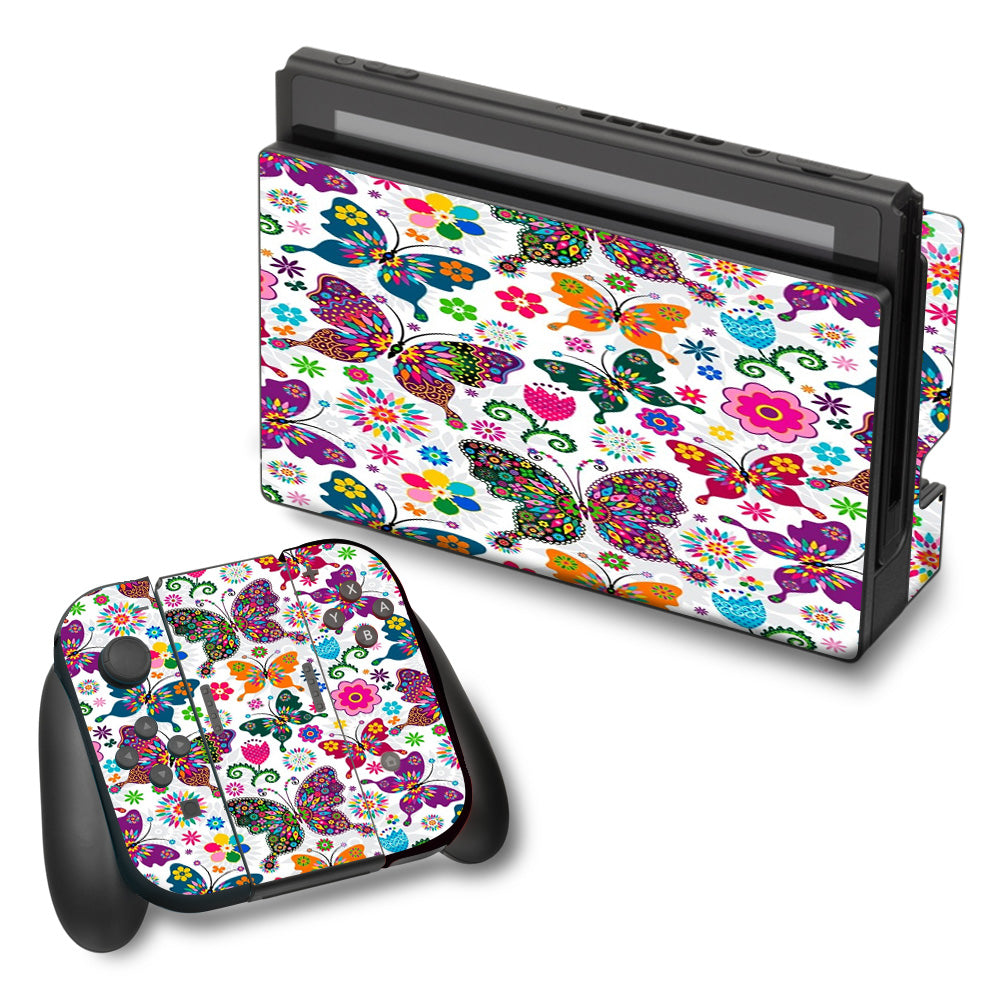  Butterflies Colorful Floral Nintendo Switch Skin