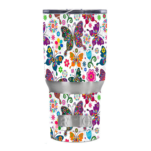  Butterflies Colorful Floral RTIC 20oz Tumbler Skin