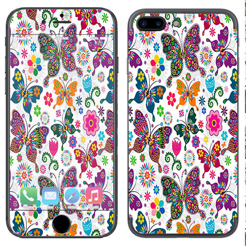  Butterflies Colorful Floral Apple  iPhone 7+ Plus / iPhone 8+ Plus Skin