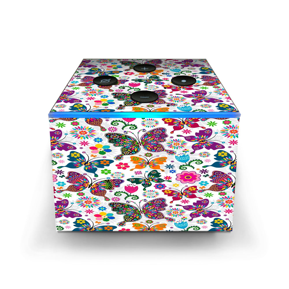  Butterflies Colorful Floral Amazon Fire TV Cube Skin