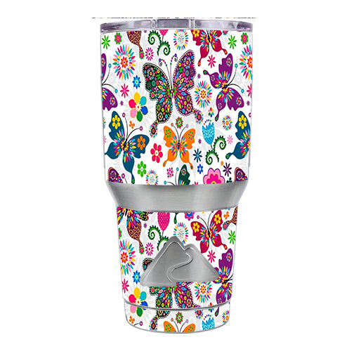 Butterflies Colorful Floral Ozark Trail 20oz Tumbler Skin