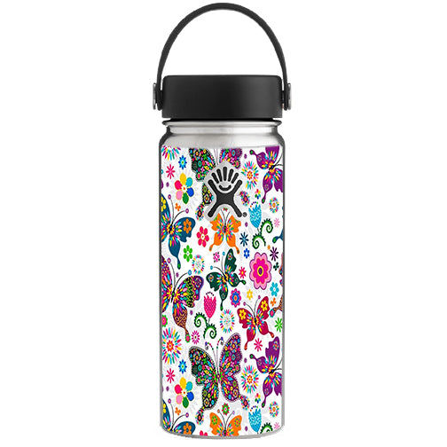  Butterflies Colorful Floral Hydroflask 18oz Wide Mouth Skin