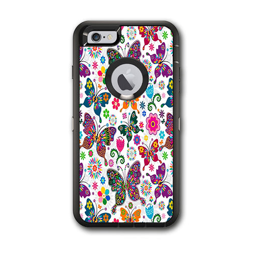  Butterflies Colorful Floral Otterbox Defender iPhone 6 PLUS Skin