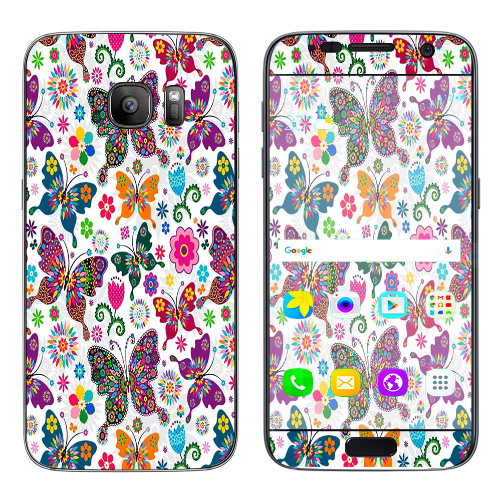  Butterflies Colorful Floral Samsung Galaxy S7 Skin