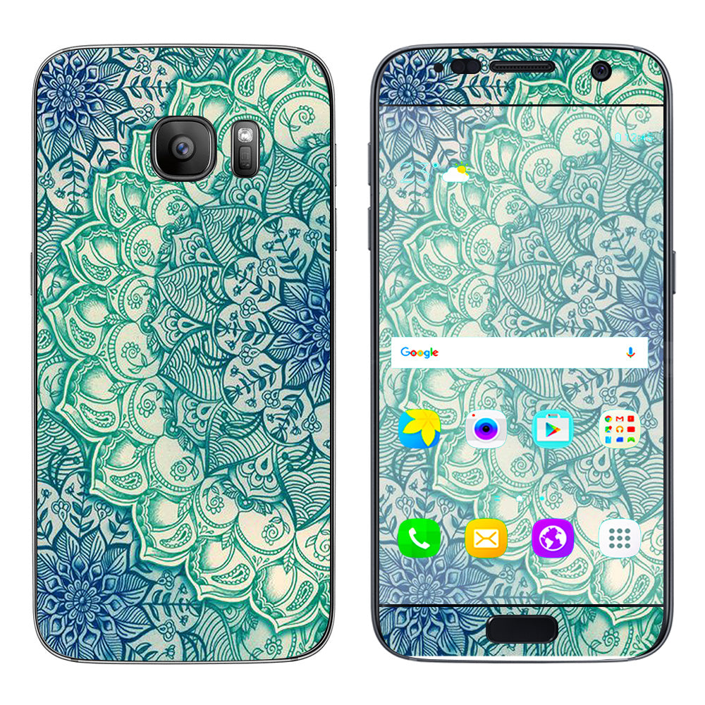  Teal Green Mandala Pattern Samsung Galaxy S7 Skin