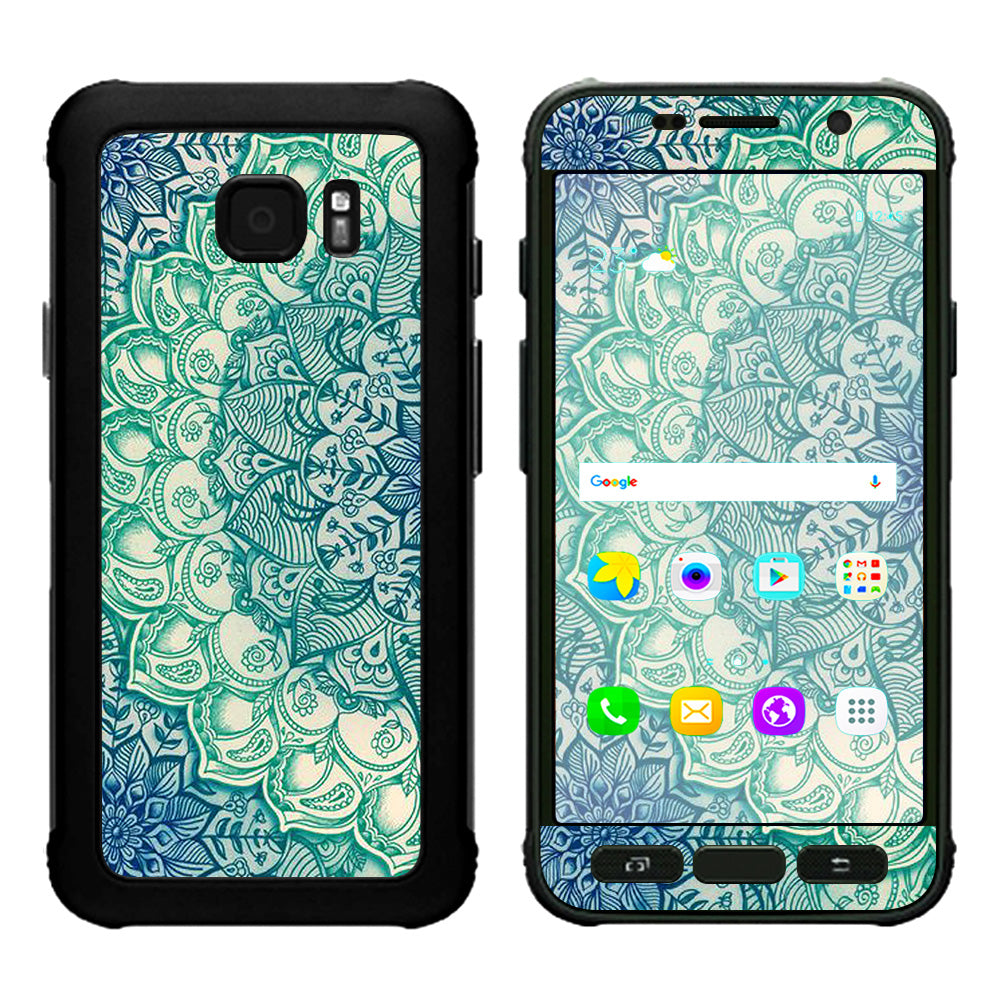  Teal Green Mandala Pattern Samsung Galaxy S7 Active Skin