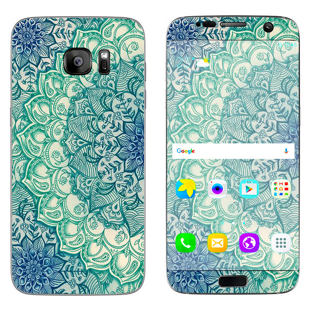  Teal Green Mandala Pattern Samsung Galaxy S7 Edge Skin