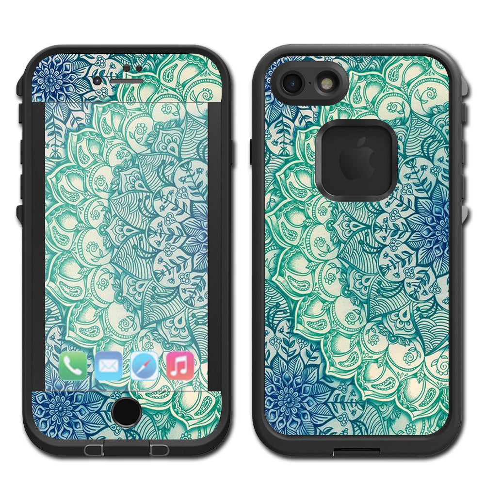  Teal Green Mandala Pattern Lifeproof Fre iPhone 7 or iPhone 8 Skin