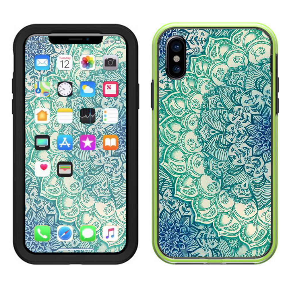  Teal Green Mandala Pattern Lifeproof Slam Case iPhone X Skin