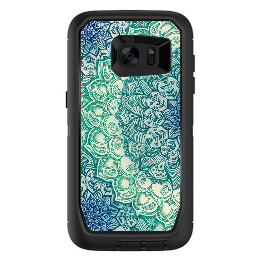  Teal Green Mandala Pattern Otterbox Defender Samsung Galaxy S7 Edge Skin