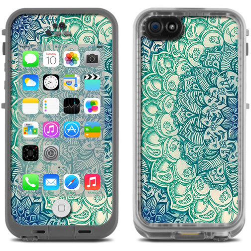  Teal Green Mandala Pattern Lifeproof Fre iPhone 5C Skin