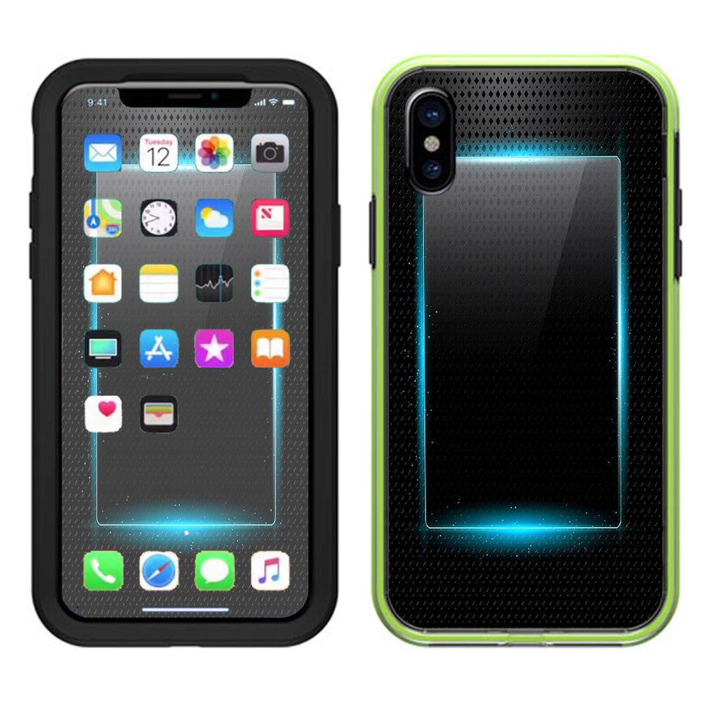  Glowing Blue Tech Lifeproof Slam Case iPhone X Skin