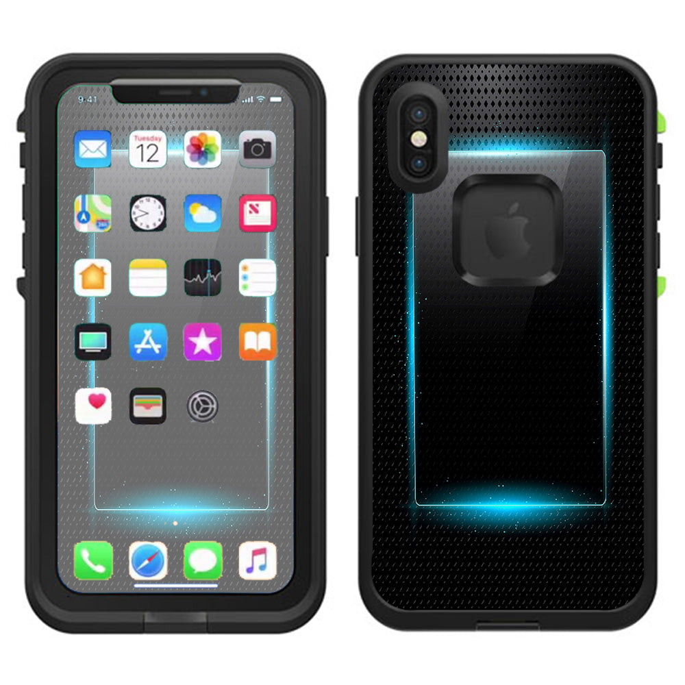  Glowing Blue Tech Lifeproof Fre Case iPhone X Skin