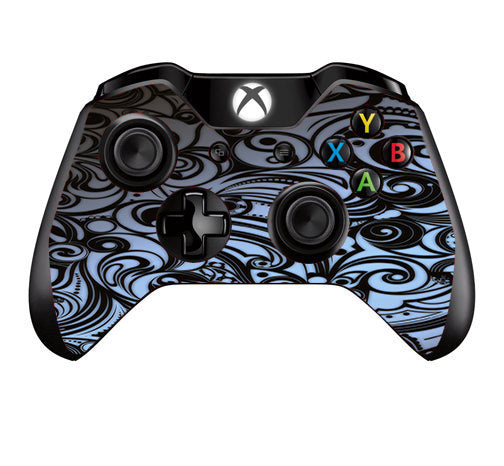  Blue Grey Paisley Abstract Microsoft Xbox One Controller Skin