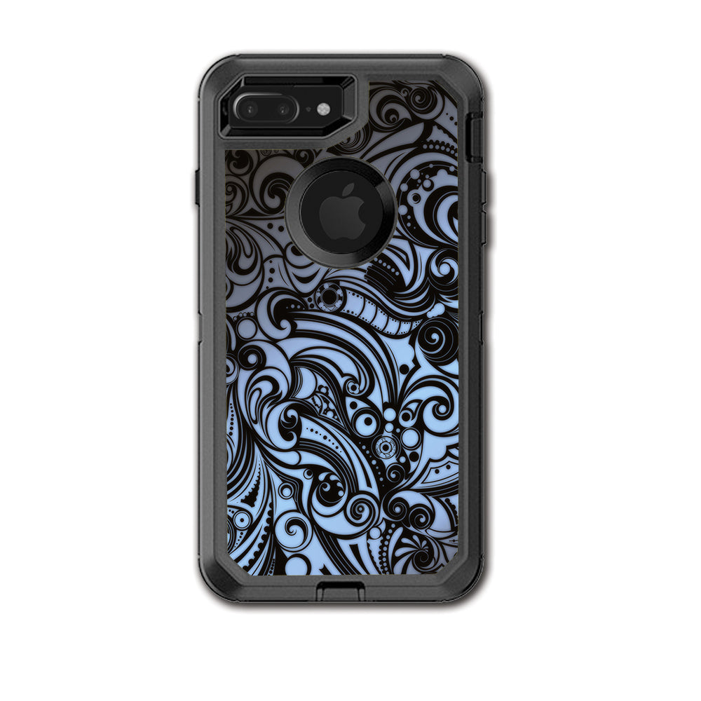  Blue Grey Paisley Abstract Otterbox Defender iPhone 7+ Plus or iPhone 8+ Plus Skin