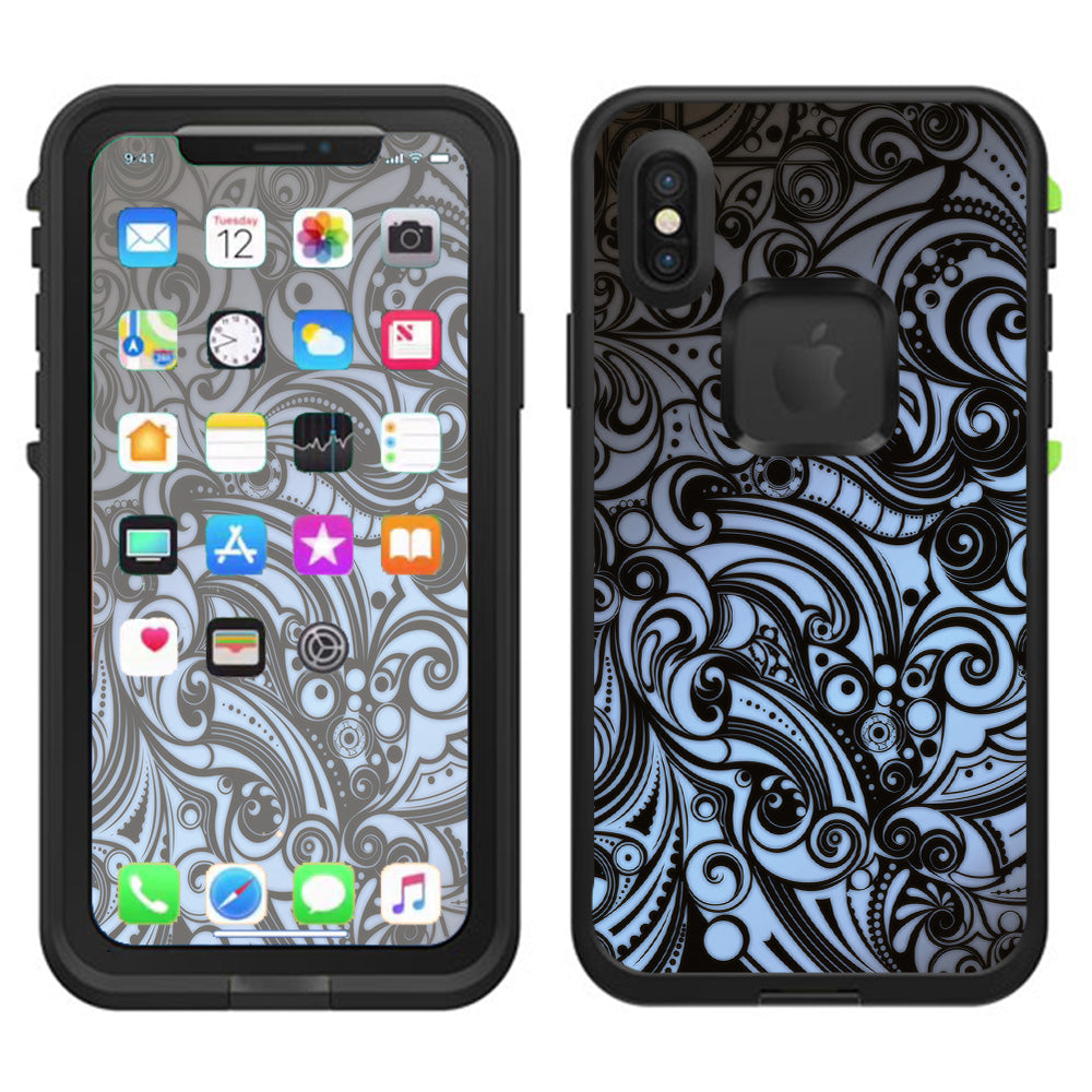  Blue Grey Paisley Abstract Lifeproof Fre Case iPhone X Skin