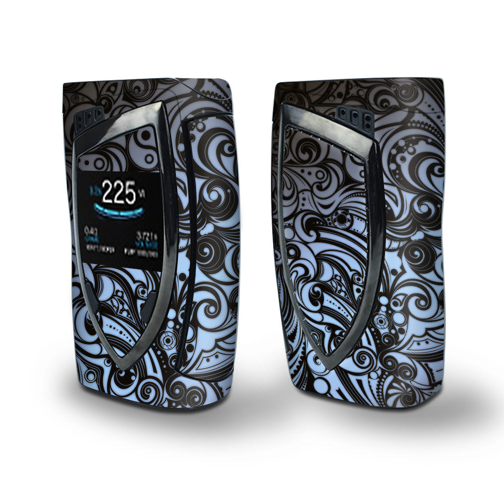 Skin Decal Vinyl Wrap for Smok Devilkin Kit 225w Vape (includes TFV12 Prince Tank Skins) skins cover/ Blue Grey Paisley Abstract