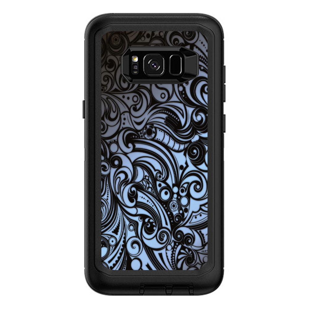  Blue Grey Paisley Abstract Otterbox Defender Samsung Galaxy S8 Plus Skin