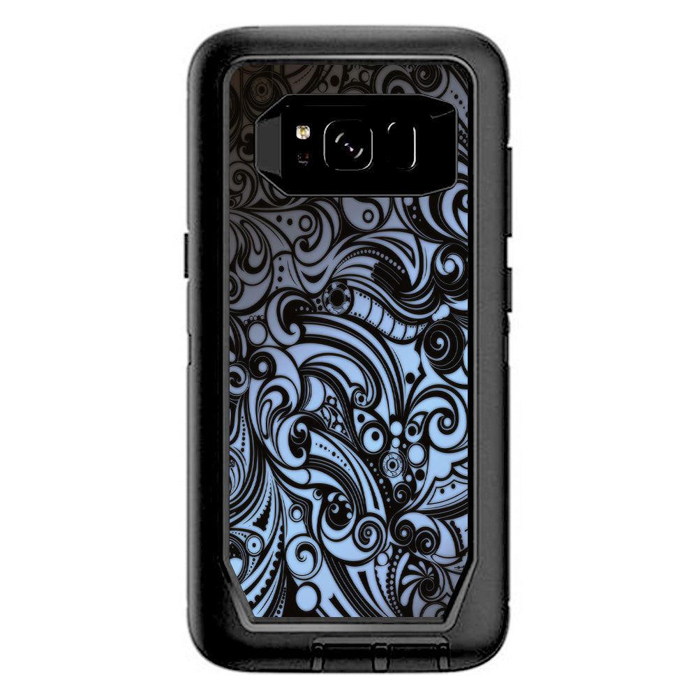  Blue Grey Paisley Abstract Otterbox Defender Samsung Galaxy S8 Skin