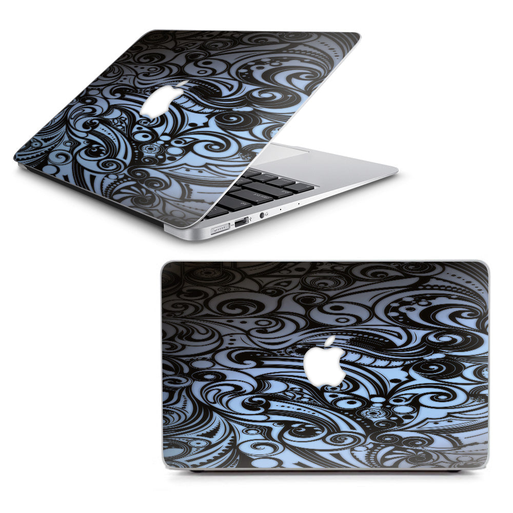 Blue Grey Paisley Abstract Macbook Air 13" A1369 A1466 Skin