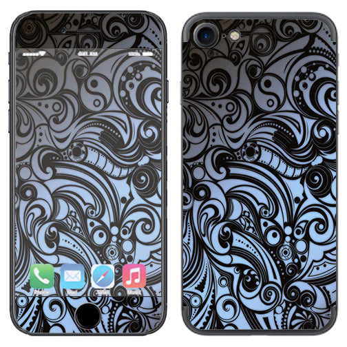  Blue Grey Paisley Abstract Apple iPhone 7 or iPhone 8 Skin