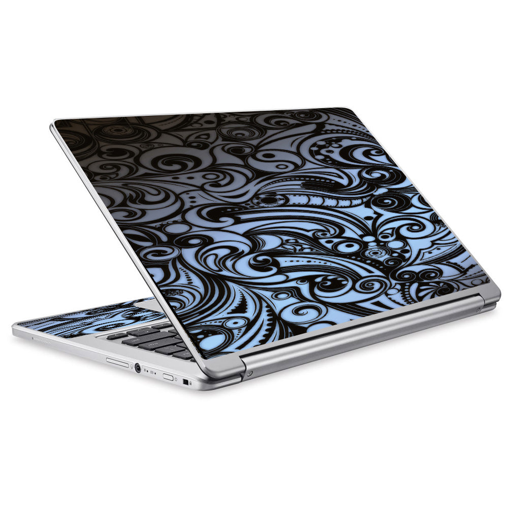  Blue Grey Paisley Abstract Acer Chromebook R13 Skin