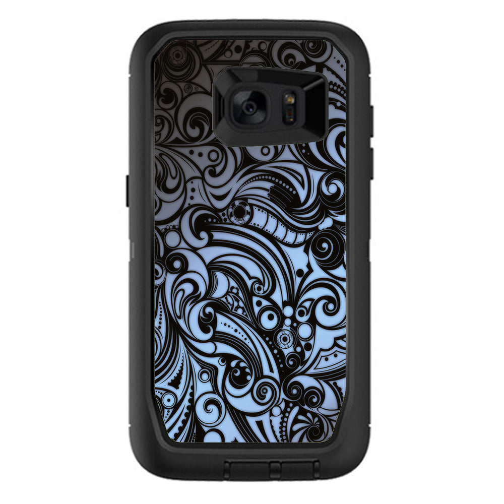  Blue Grey Paisley Abstract Otterbox Defender Samsung Galaxy S7 Edge Skin