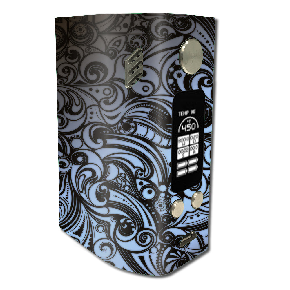  Blue Grey Paisley Abstract Wismec Reuleaux RX300 Skin