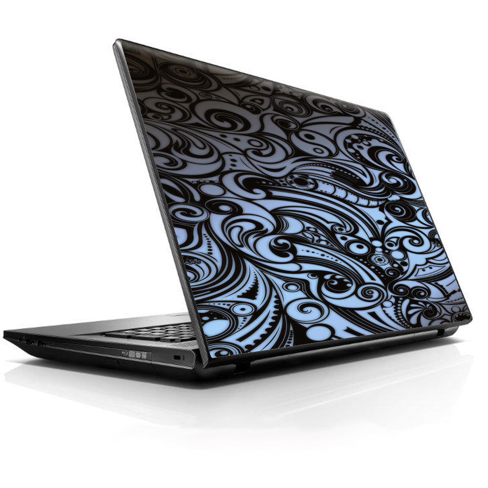  Blue Grey Paisley Abstract Universal 13 to 16 inch wide laptop Skin