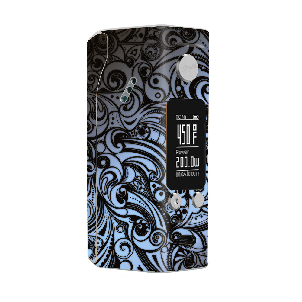  Blue Grey Paisley Abstract Wismec Reuleaux RX200S Skin