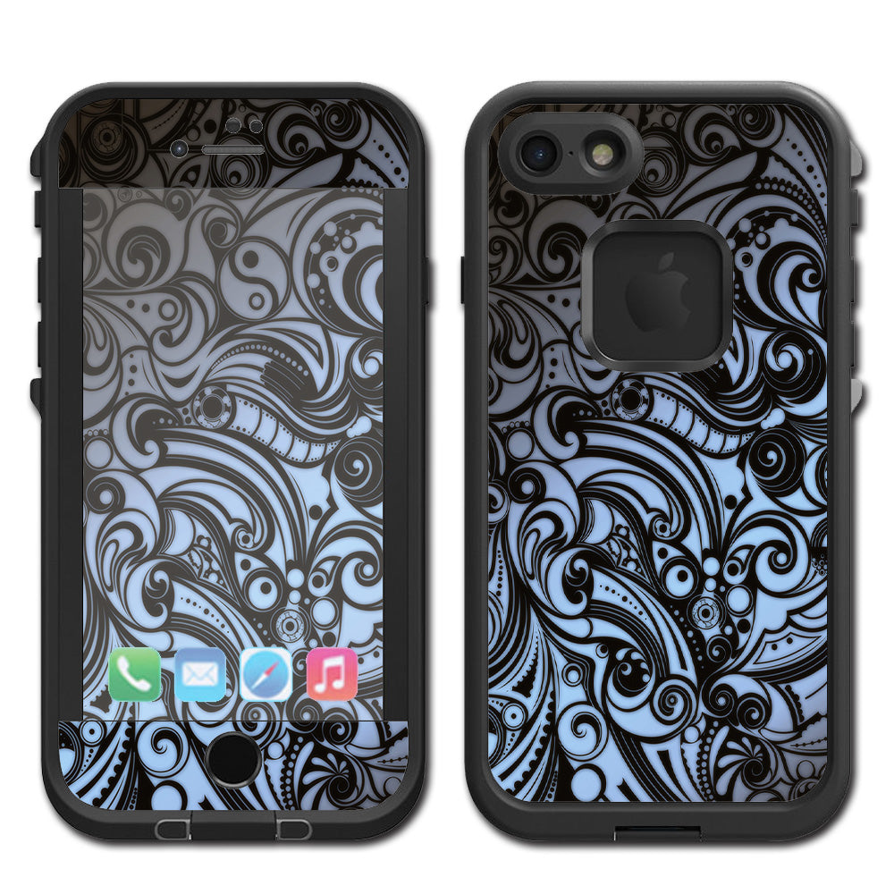  Blue Grey Paisley Abstract Lifeproof Fre iPhone 7 or iPhone 8 Skin