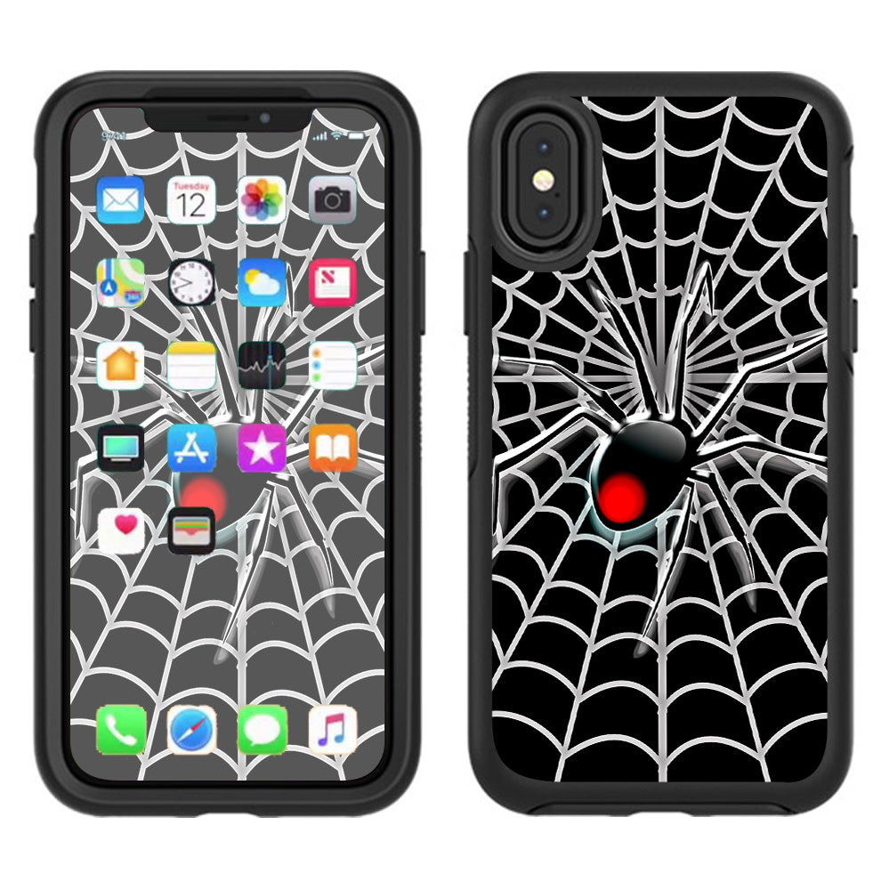  Black Widow Spider Web Otterbox Defender Apple iPhone X Skin
