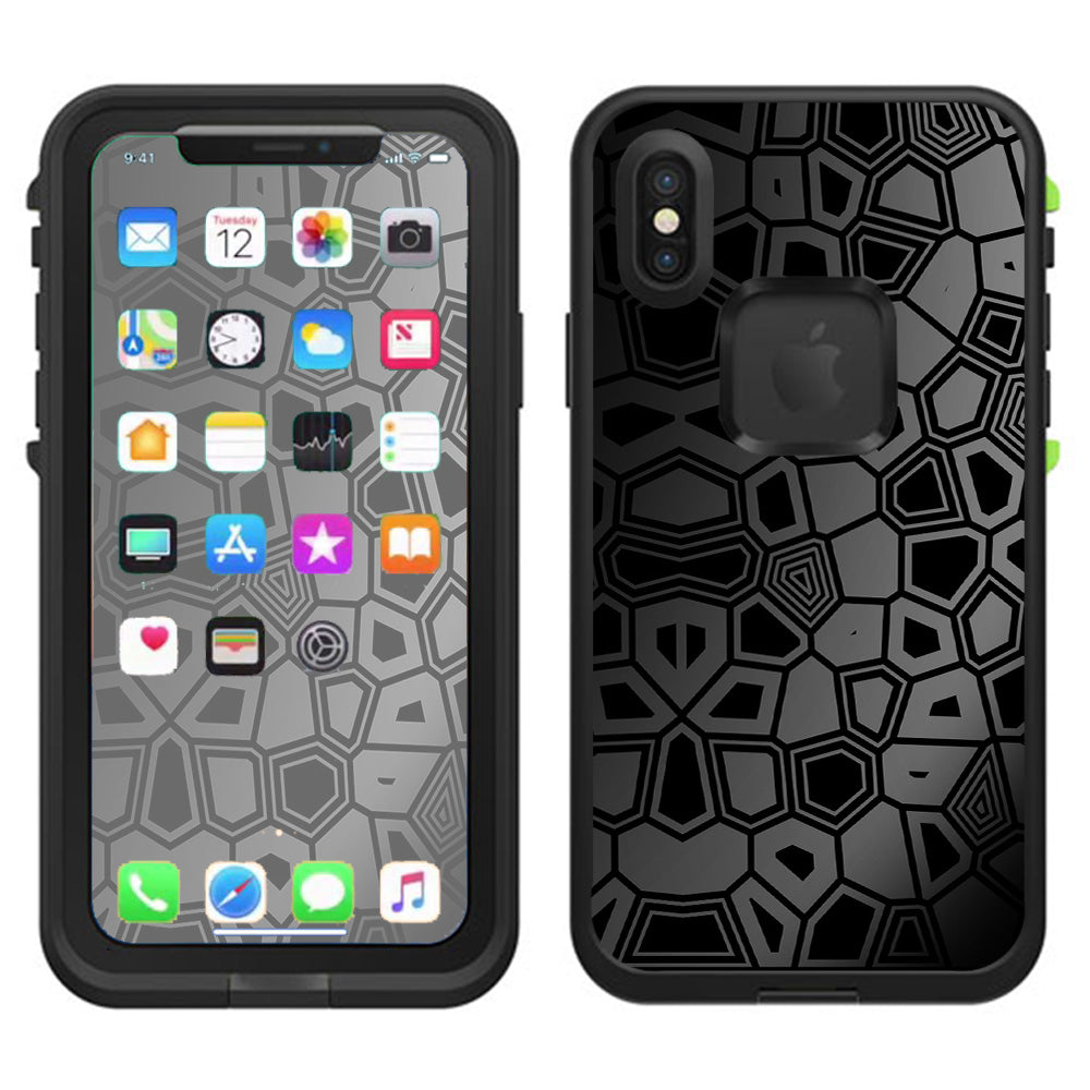  Black Silver Design Lifeproof Fre Case iPhone X Skin