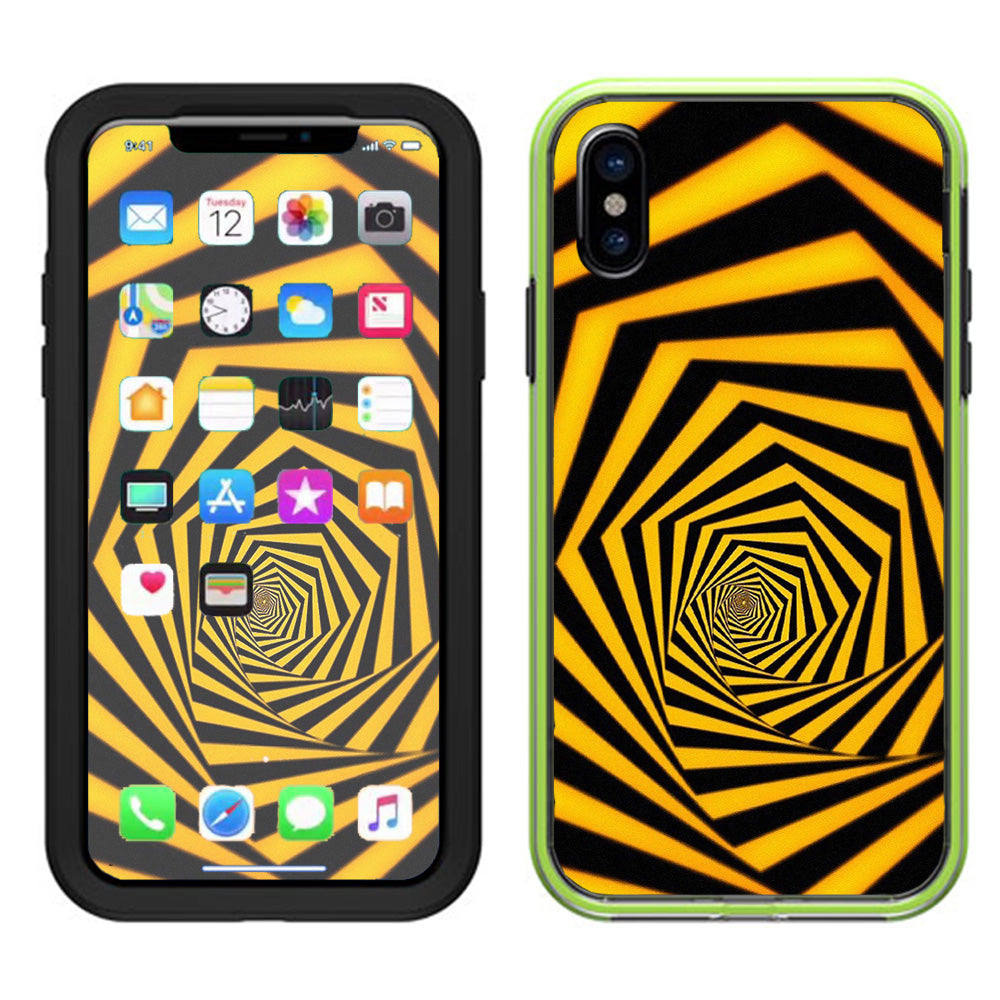  Black Yellow Trippy Pattern Lifeproof Slam Case iPhone X Skin