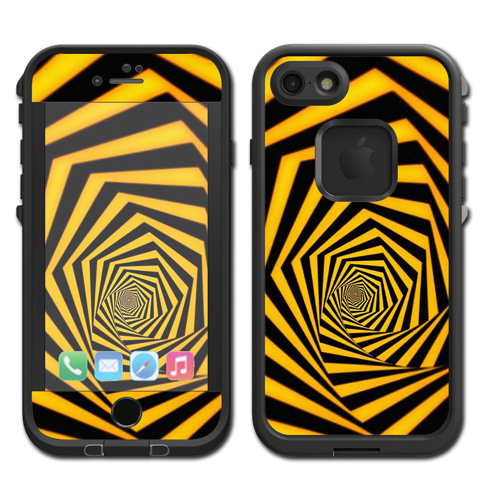  Black Yellow Trippy Pattern Lifeproof Fre iPhone 7 or iPhone 8 Skin