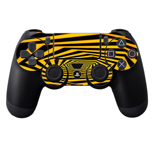  Black Yellow Trippy Pattern Sony Playstation PS4 Controller Skin