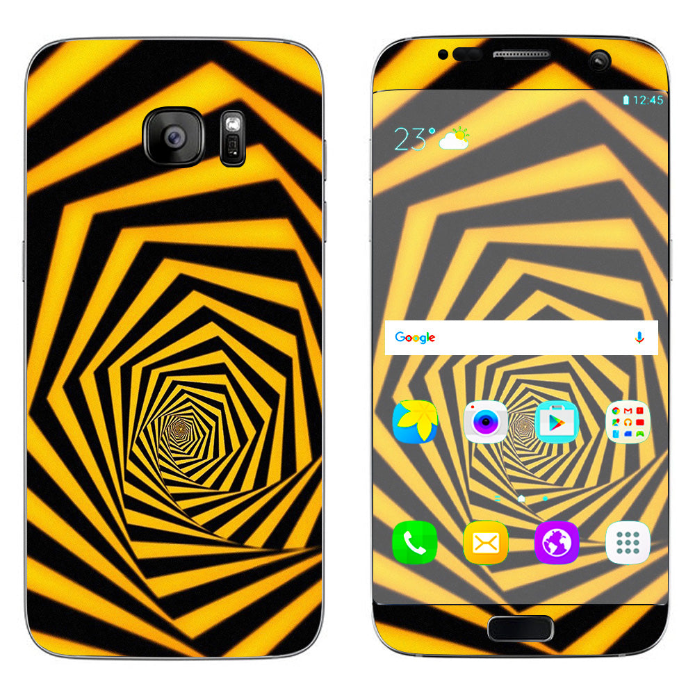  Black Yellow Trippy Pattern Samsung Galaxy S7 Edge Skin