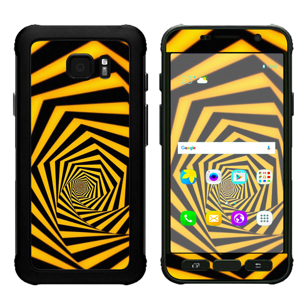  Black Yellow Trippy Pattern Samsung Galaxy S7 Active Skin