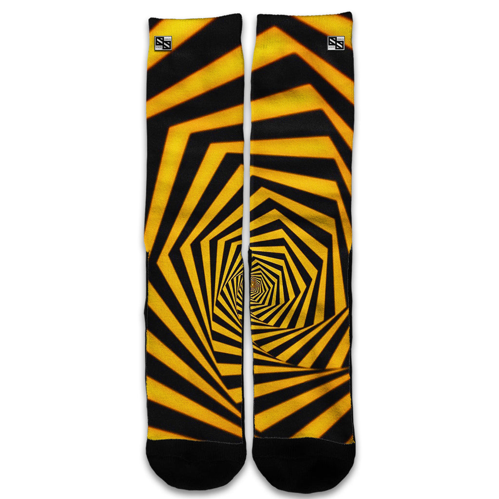  Black Yellow Trippy Pattern Universal Socks