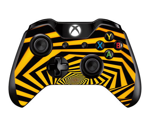  Black Yellow Trippy Pattern Microsoft Xbox One Controller Skin