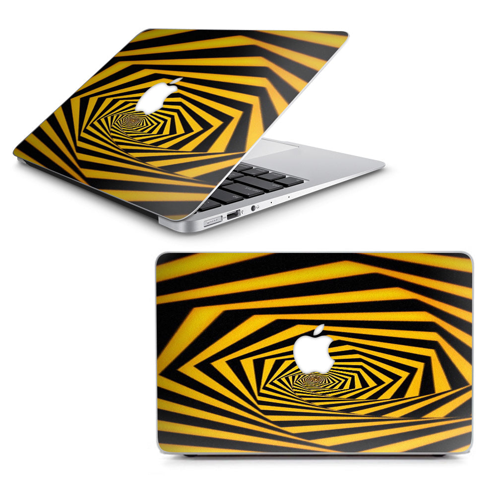  Black Yellow Trippy Pattern Macbook Air 11" A1370 A1465 Skin