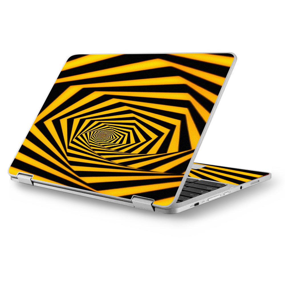  Black Yellow Trippy Pattern Asus Chromebook Flip 12.5" Skin