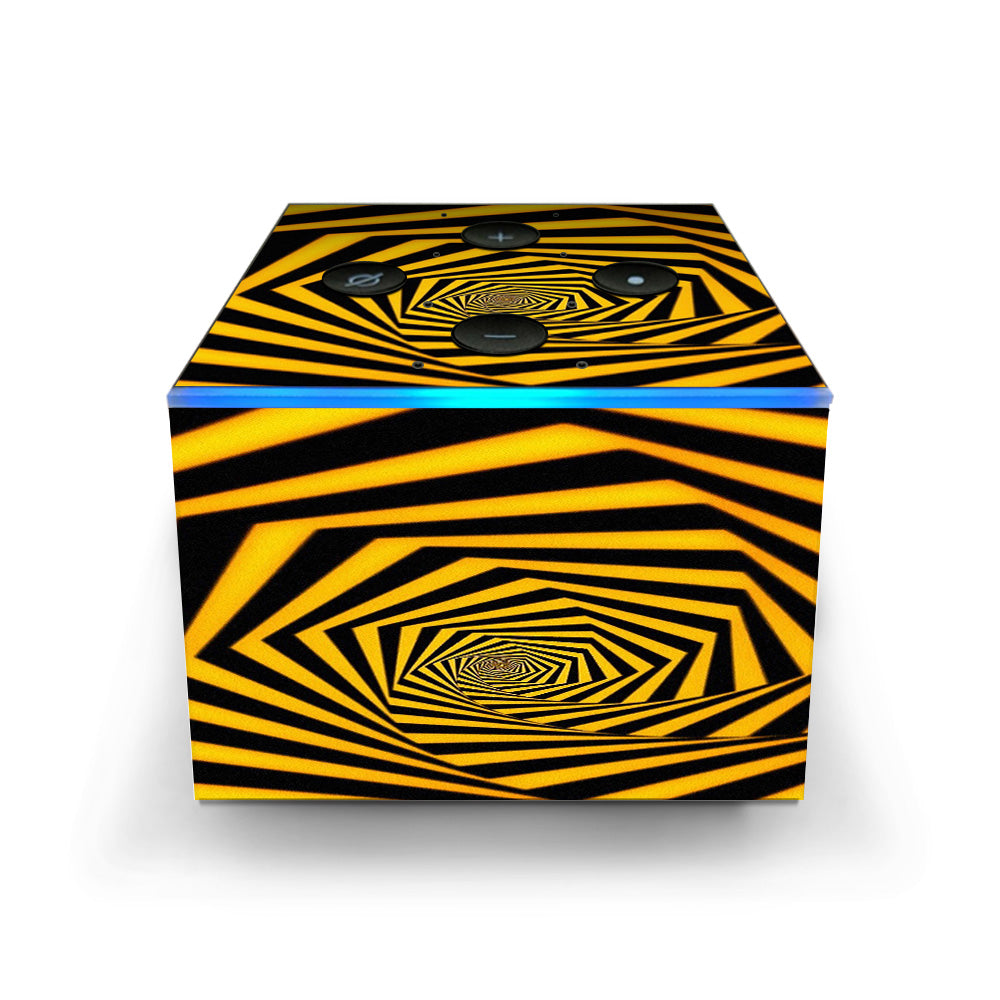  Black Yellow Trippy Pattern Amazon Fire TV Cube Skin