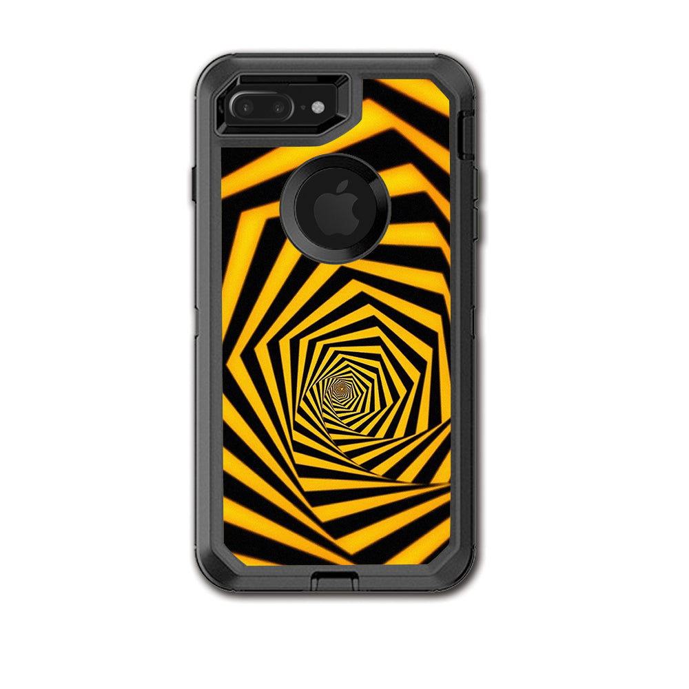  Black Yellow Trippy Pattern Otterbox Defender iPhone 7+ Plus or iPhone 8+ Plus Skin