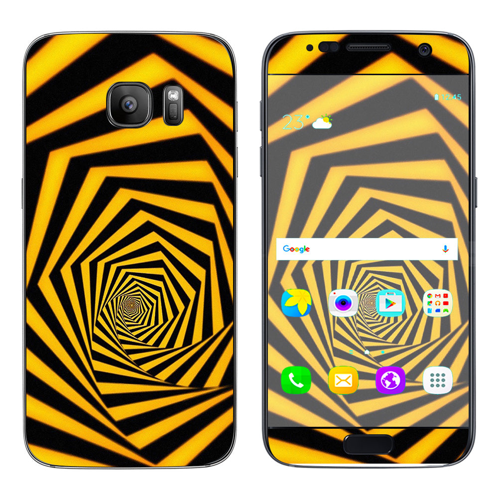  Black Yellow Trippy Pattern Samsung Galaxy S7 Skin