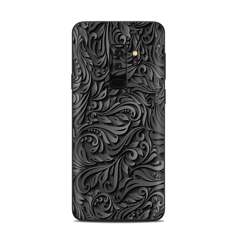  Black Flowers Floral Pattern Samsung Galaxy S9 Plus Skin