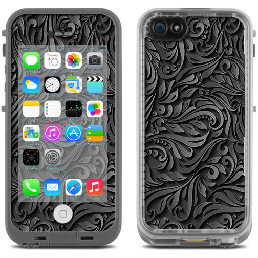  Black Flowers Floral Pattern Lifeproof Fre iPhone 5C Skin