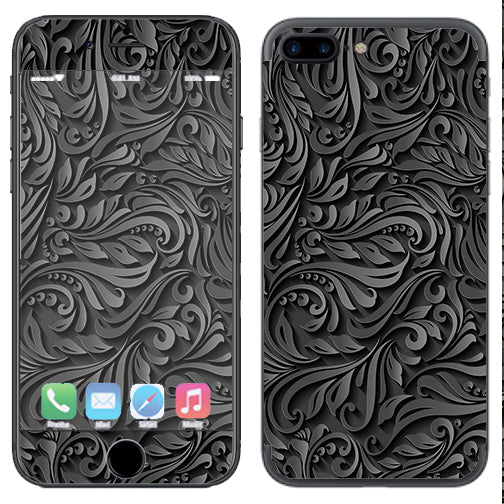  Black Flowers Floral Pattern Apple  iPhone 7+ Plus / iPhone 8+ Plus Skin