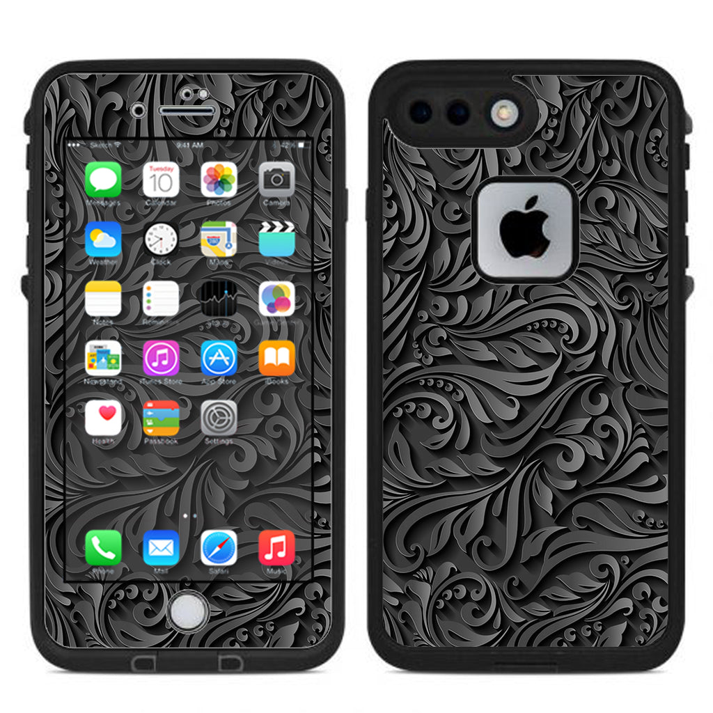  Black Flowers Floral Pattern Lifeproof Fre iPhone 7 Plus or iPhone 8 Plus Skin