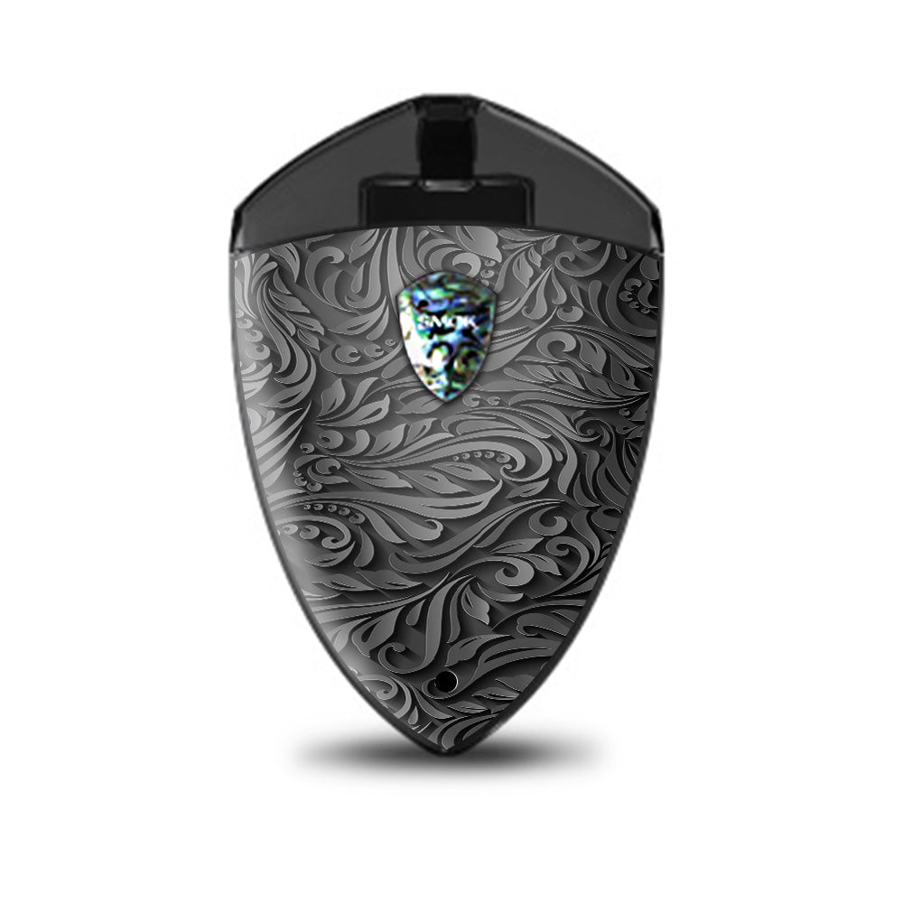  Black Flowers Floral Pattern Smok Rolo Badge Skin
